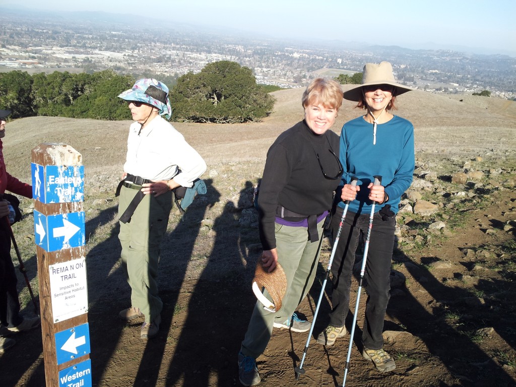 Near the top of Taylor Mountain Sat 25 Jan 2014 with Linda Johnston and Frances Cavallo